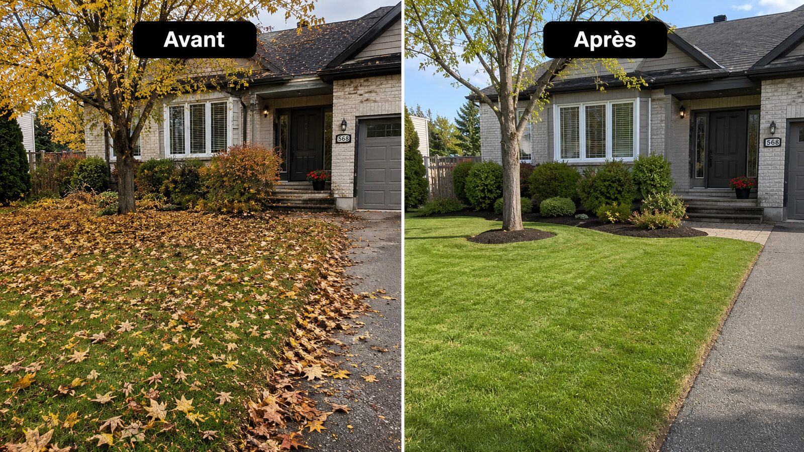 Feuilles d'automne → terrain nettoyé
